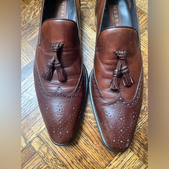 MEZLAN Mens Leather Brown Tassel Dress Shoes - Picture 2 of 9